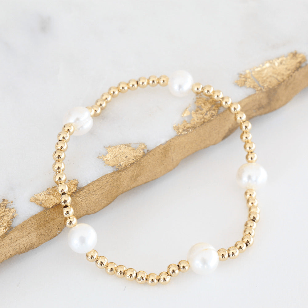 Gold Bracelet + Pearls